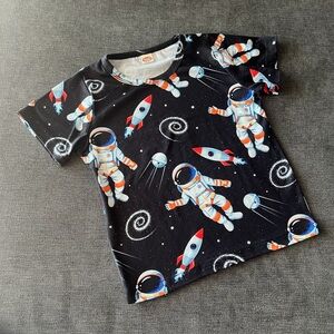 Toddler Astronaut Space Astronaut & Rocket Print Fabric Black Background Size 2T